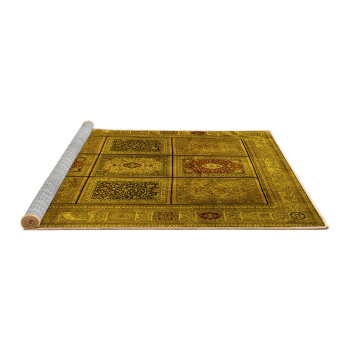 Sideview of Machine Washable Persian Yellow Traditional Rug, wshtr2015yw