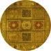 Round Persian Yellow Traditional Rug, tr2015yw