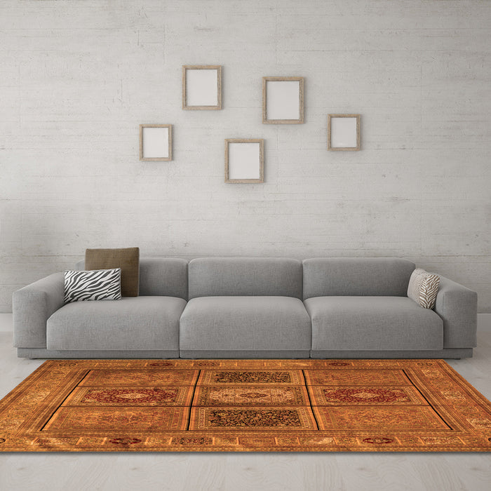 Machine Washable Persian Orange Traditional Area Rugs in a Living Room, wshtr2015org