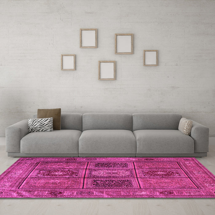 Machine Washable Persian Pink Traditional Rug in a Living Room, wshtr2015pnk