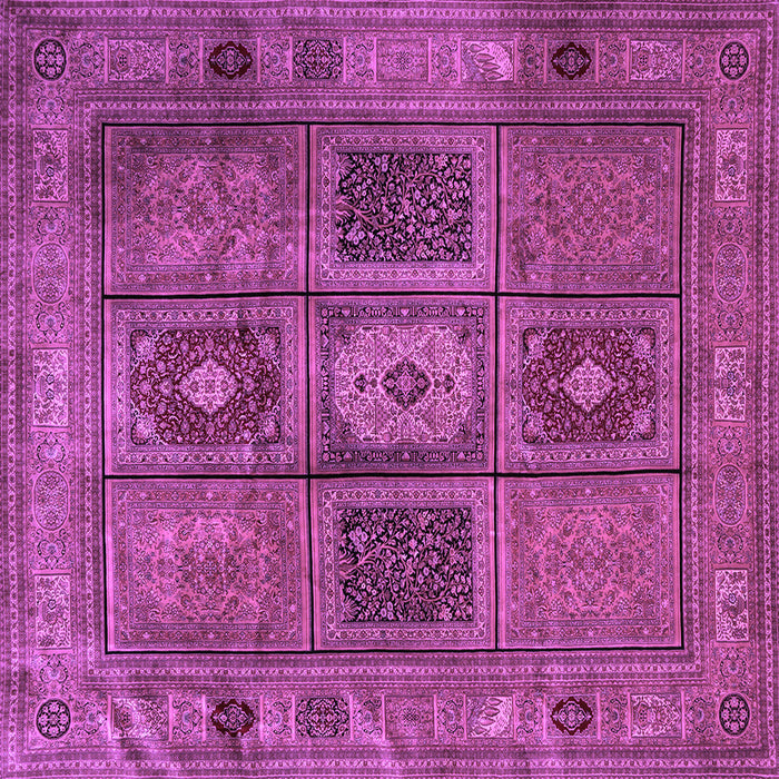 Square Machine Washable Persian Purple Traditional Area Rugs, wshtr2015pur