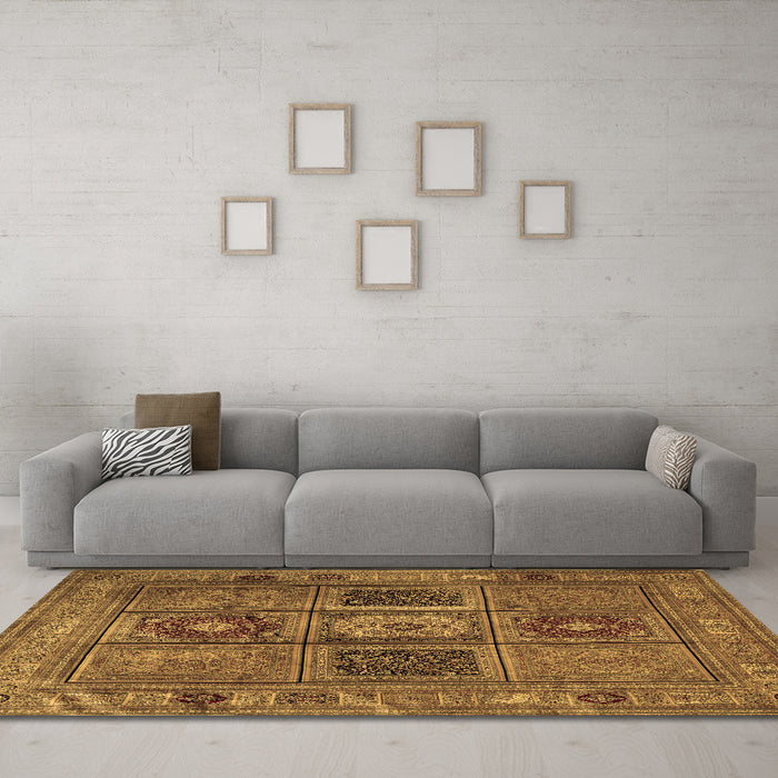 Machine Washable Persian Brown Traditional Rug in a Living Room,, wshtr2015brn