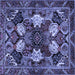 Square Machine Washable Persian Blue Traditional Rug, wshtr2016blu