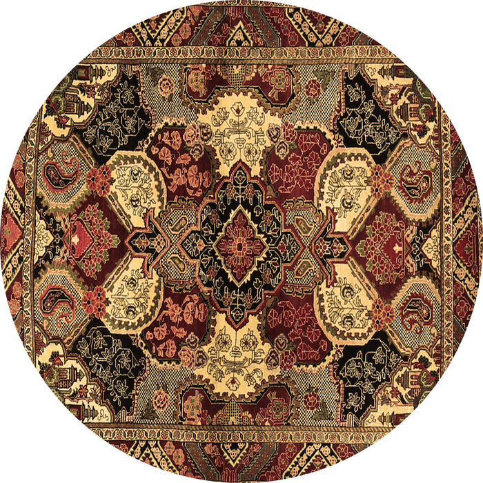 Round Persian Brown Traditional Rug, tr2016brn
