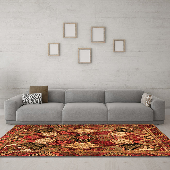 Machine Washable Persian Orange Traditional Area Rugs in a Living Room, wshtr2016org