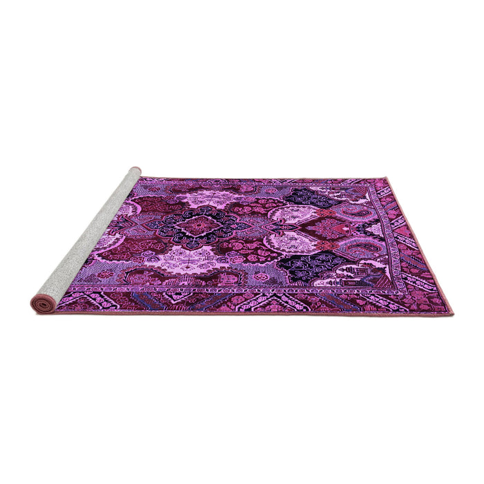 Sideview of Machine Washable Persian Purple Traditional Area Rugs, wshtr2016pur