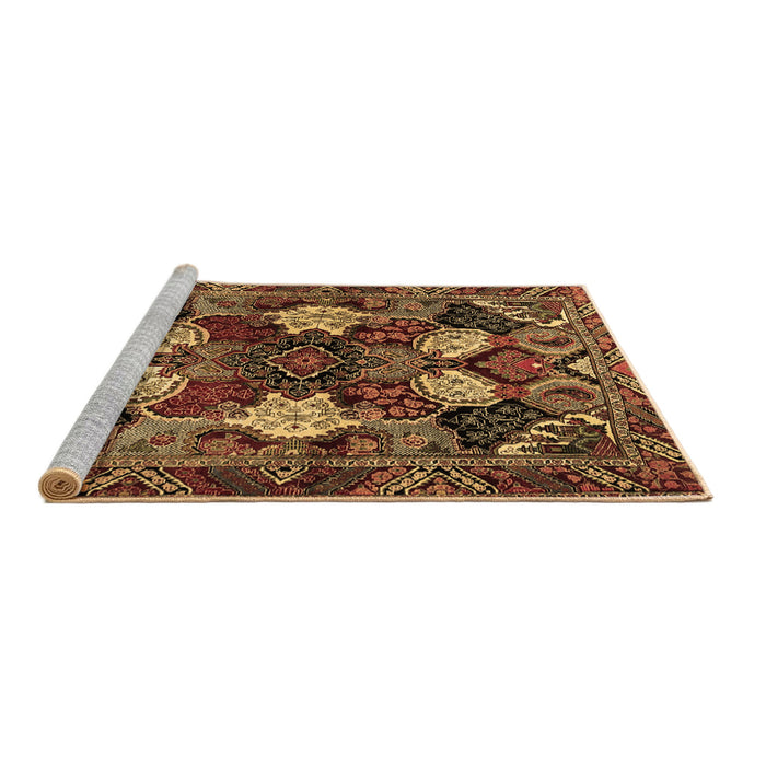 Sideview of Machine Washable Persian Brown Traditional Rug, wshtr2016brn