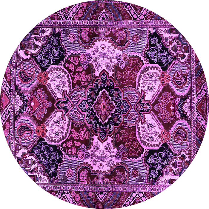 Round Persian Purple Traditional Rug, tr2016pur