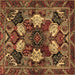 Square Machine Washable Persian Brown Traditional Rug, wshtr2016brn