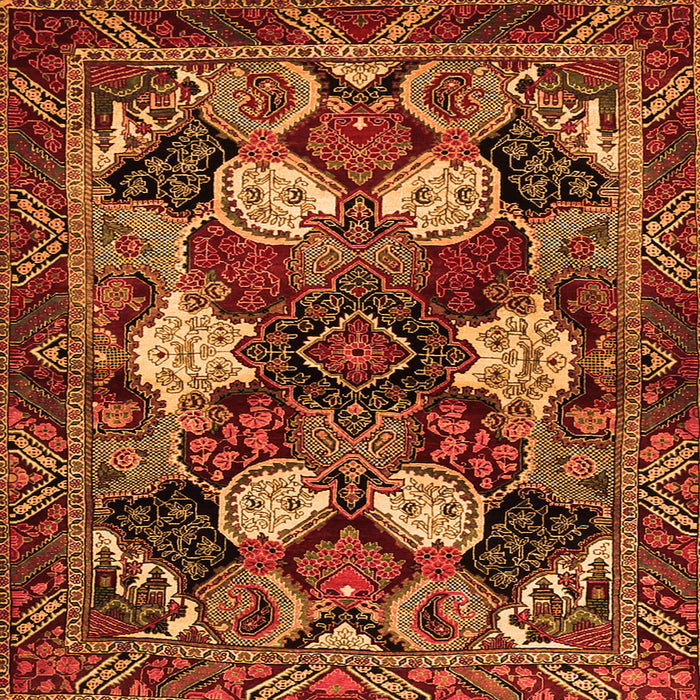 Round Machine Washable Persian Orange Traditional Area Rugs, wshtr2016org