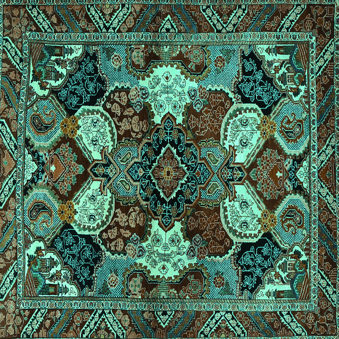 Square Machine Washable Persian Turquoise Traditional Area Rugs, wshtr2016turq