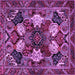 Square Machine Washable Persian Purple Traditional Area Rugs, wshtr2016pur