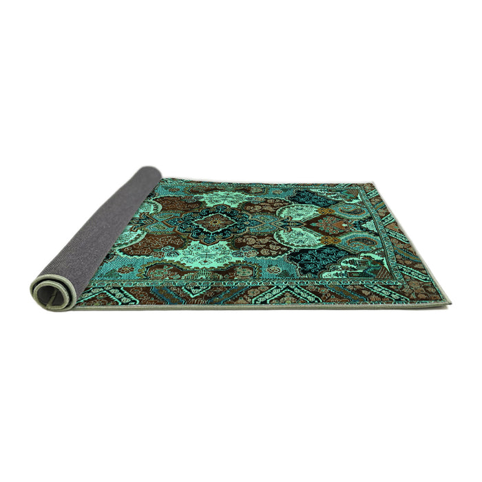 Sideview of Persian Turquoise Traditional Rug, tr2016turq