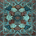 Square Machine Washable Persian Light Blue Traditional Rug, wshtr2016lblu