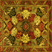 Square Machine Washable Persian Yellow Traditional Rug, wshtr2016yw