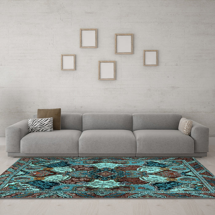 Machine Washable Persian Light Blue Traditional Rug in a Living Room, wshtr2016lblu