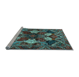 Sideview of Machine Washable Persian Light Blue Traditional Rug, wshtr2016lblu