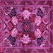 Square Machine Washable Persian Pink Traditional Rug, wshtr2016pnk