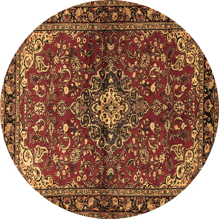 Round Persian Brown Traditional Rug, tr2017brn