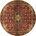 Round Persian Brown Traditional Rug, tr2017brn