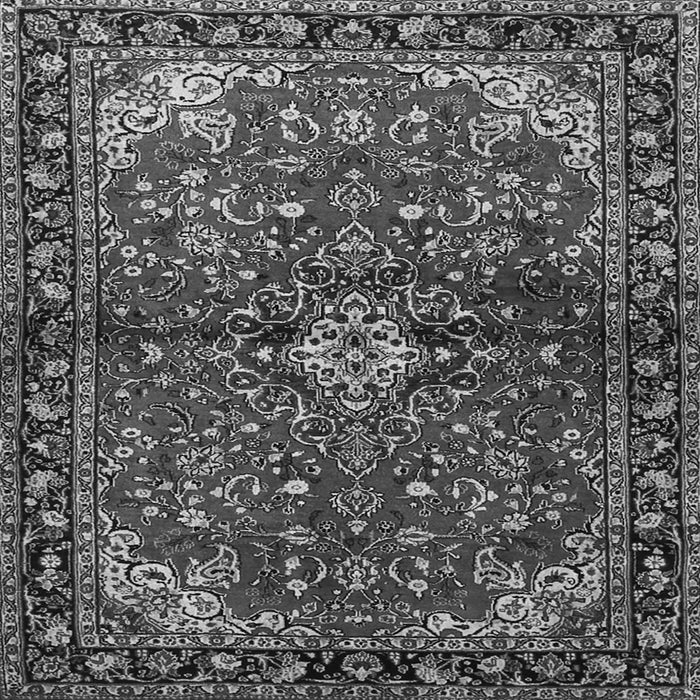 Round Machine Washable Persian Gray Traditional Rug, wshtr2017gry