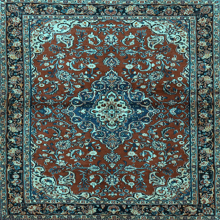 Square Machine Washable Persian Light Blue Traditional Rug, wshtr2017lblu