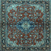 Square Machine Washable Persian Light Blue Traditional Rug, wshtr2017lblu