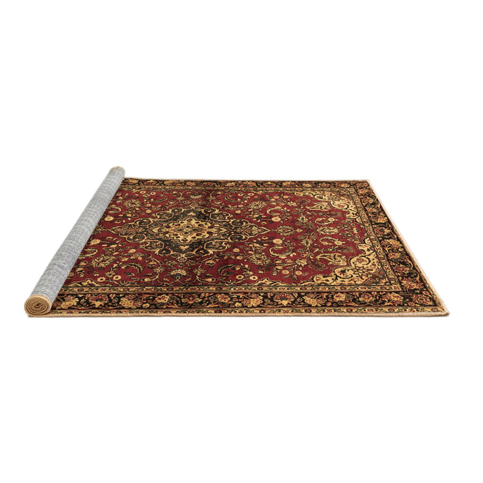 Sideview of Machine Washable Persian Brown Traditional Rug, wshtr2017brn