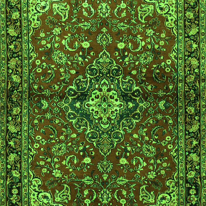 Serging Thickness of Machine Washable Persian Green Traditional Area Rugs, wshtr2017grn