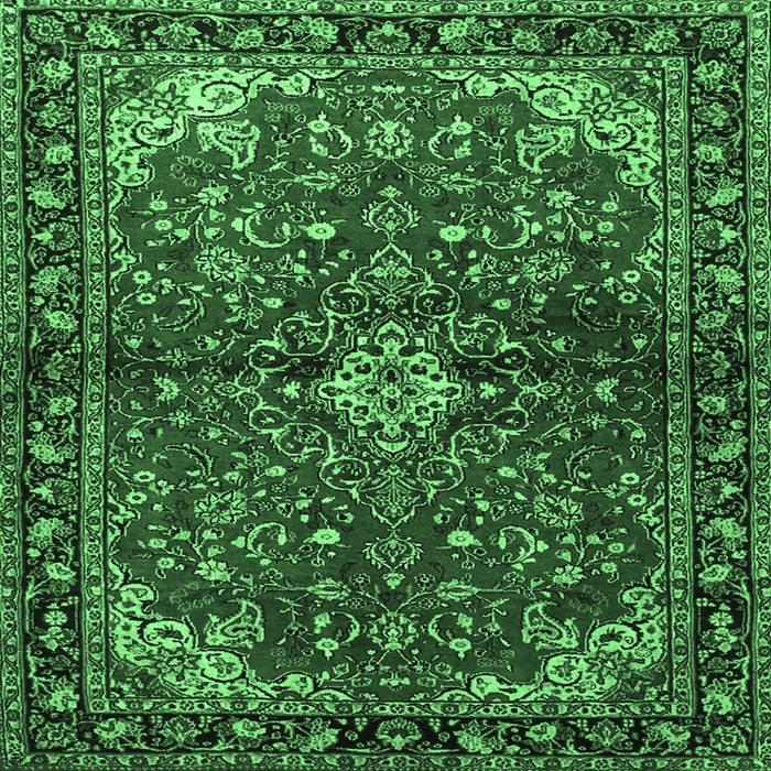 Square Persian Emerald Green Traditional Rug, tr2017emgrn