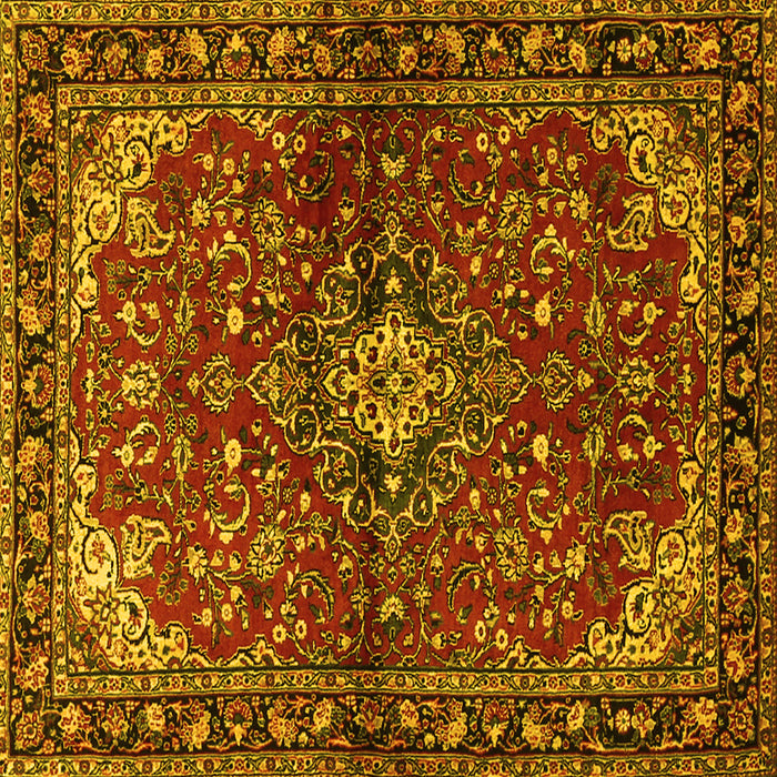 Square Machine Washable Persian Yellow Traditional Rug, wshtr2017yw