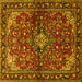 Square Machine Washable Persian Yellow Traditional Rug, wshtr2017yw