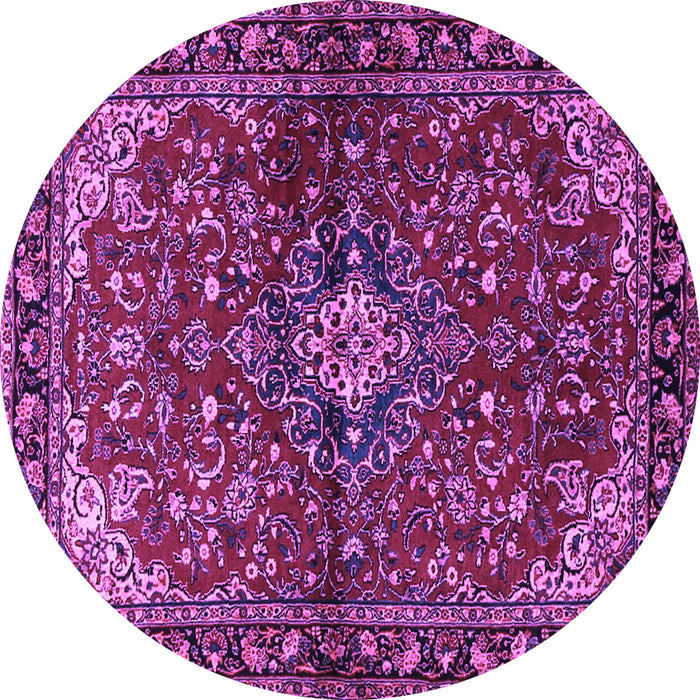 Round Machine Washable Persian Purple Traditional Area Rugs, wshtr2017pur