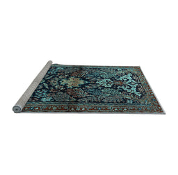 Sideview of Machine Washable Persian Light Blue Traditional Rug, wshtr2018lblu
