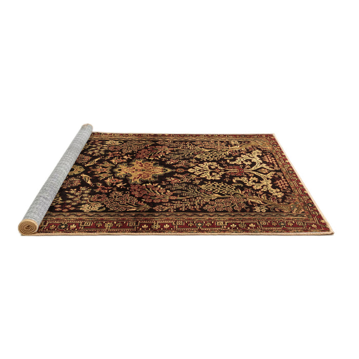 Sideview of Machine Washable Persian Brown Traditional Rug, wshtr2018brn