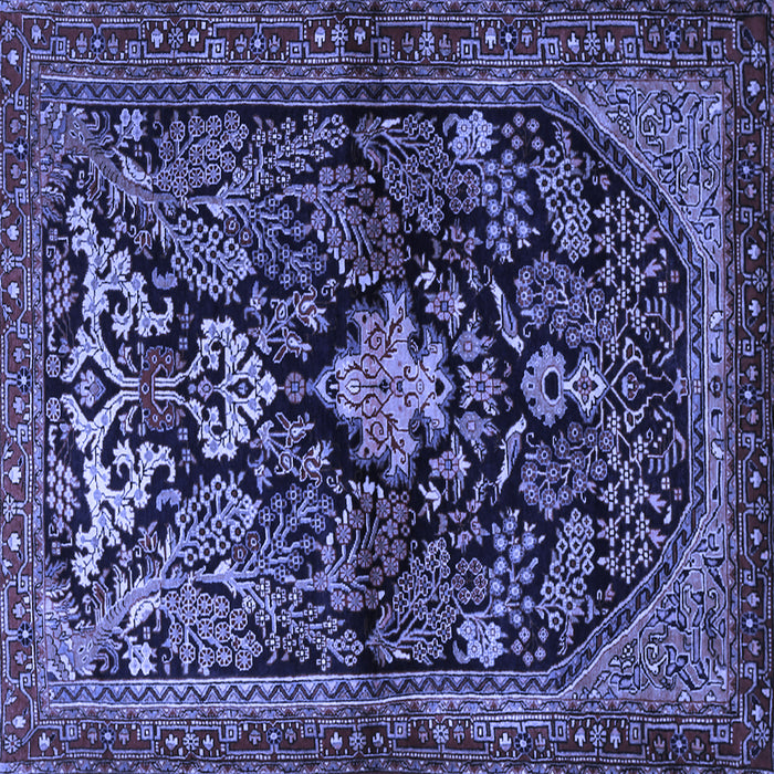 Square Machine Washable Persian Blue Traditional Rug, wshtr2018blu