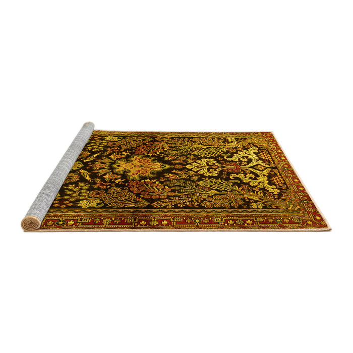 Sideview of Machine Washable Persian Yellow Traditional Rug, wshtr2018yw