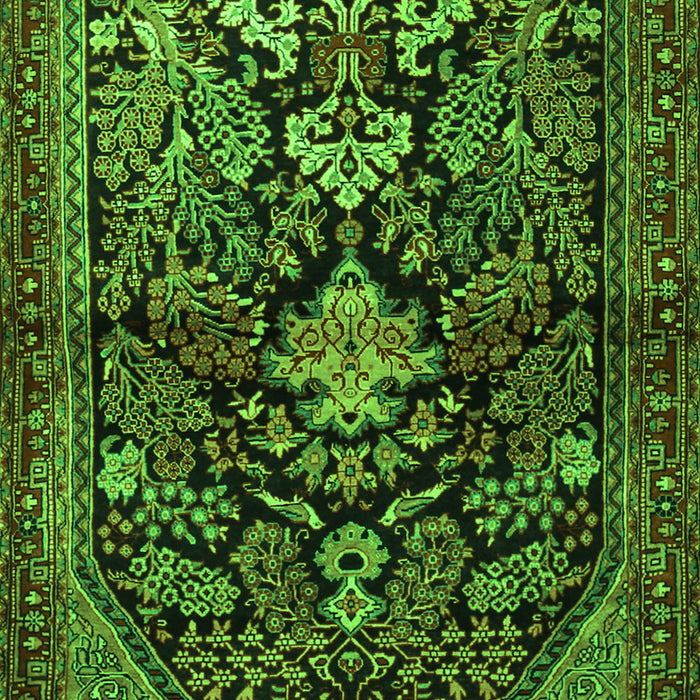 Serging Thickness of Machine Washable Persian Green Traditional Area Rugs, wshtr2018grn