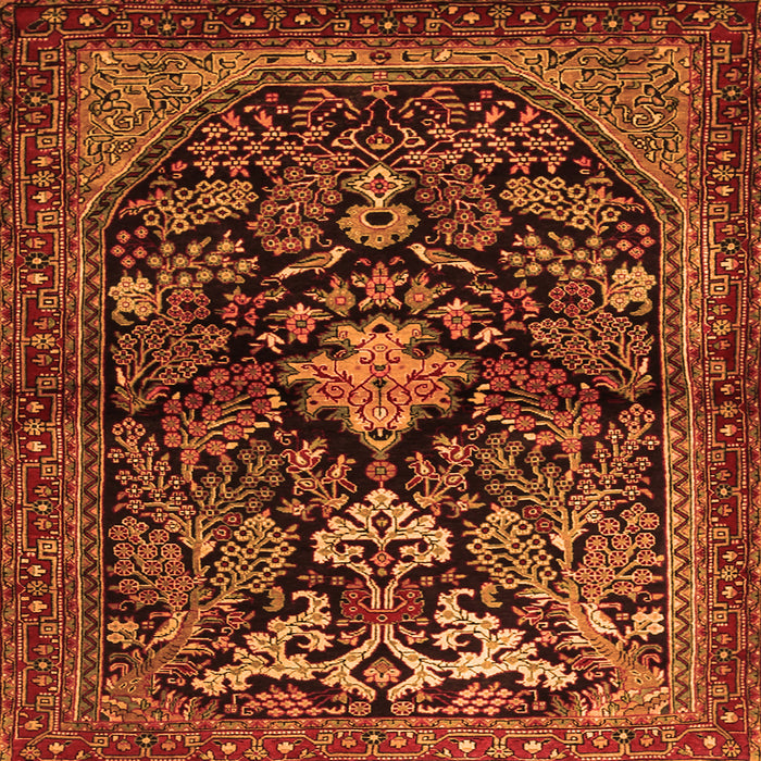 Round Machine Washable Persian Orange Traditional Area Rugs, wshtr2018org
