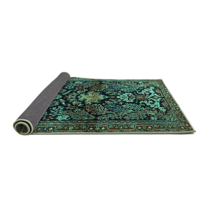 Sideview of Persian Turquoise Traditional Rug, tr2018turq