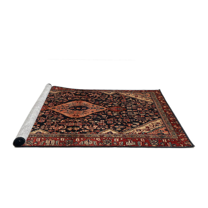 Sideview of Machine Washable Traditional Gold Brown Rug, wshtr2019