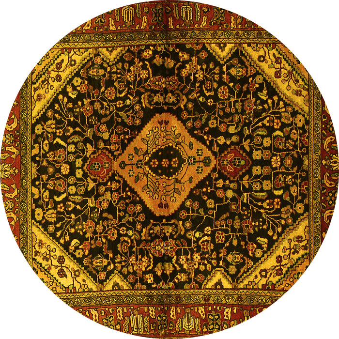 Round Persian Yellow Traditional Rug, tr2019yw