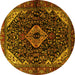 Round Persian Yellow Traditional Rug, tr2019yw