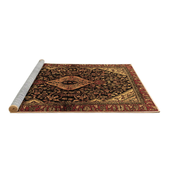 Sideview of Machine Washable Persian Brown Traditional Rug, wshtr2019brn