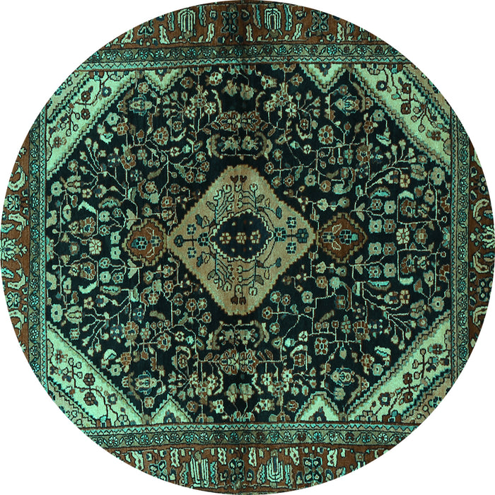 Round Persian Turquoise Traditional Rug, tr2019turq