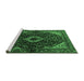 Sideview of Machine Washable Persian Emerald Green Traditional Area Rugs, wshtr2019emgrn