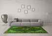 Machine Washable Persian Green Traditional Area Rugs in a Living Room,, wshtr2019grn