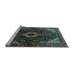 Sideview of Machine Washable Persian Light Blue Traditional Rug, wshtr2019lblu
