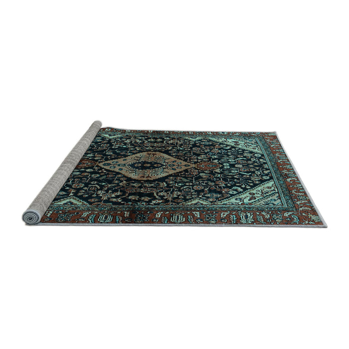 Sideview of Machine Washable Persian Light Blue Traditional Rug, wshtr2019lblu