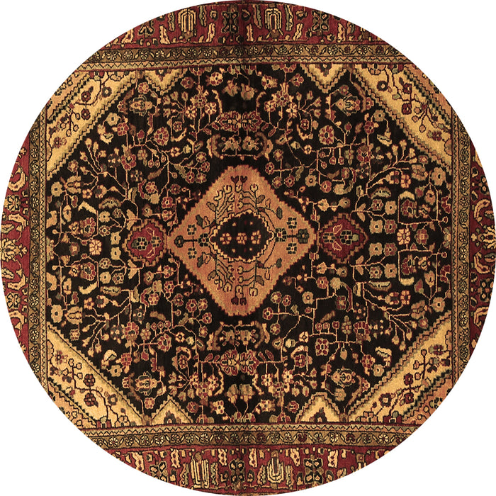 Round Persian Brown Traditional Rug, tr2019brn